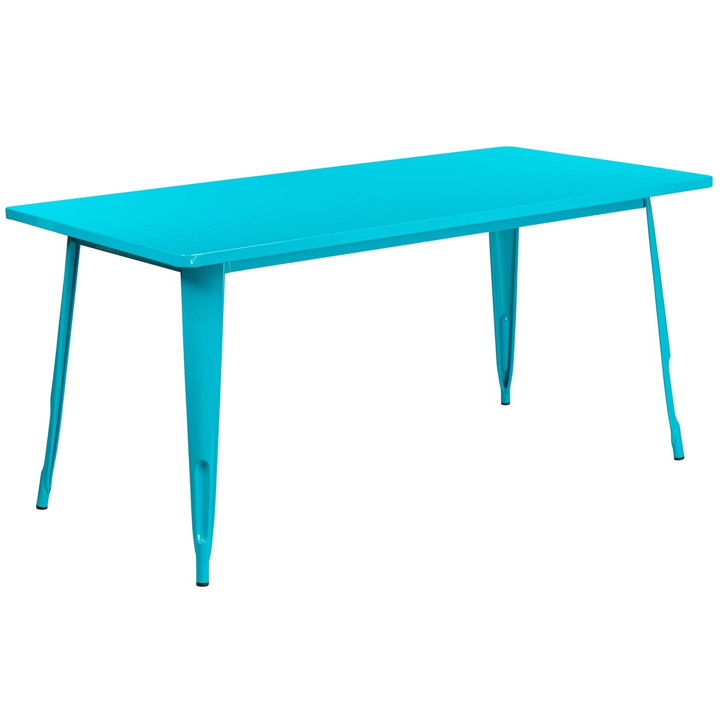 Flash Furniture Charis Commercial Grade 31.5" x 63" Rectangular Crystal Teal-Blue Metal Indoor-Outdoor Table