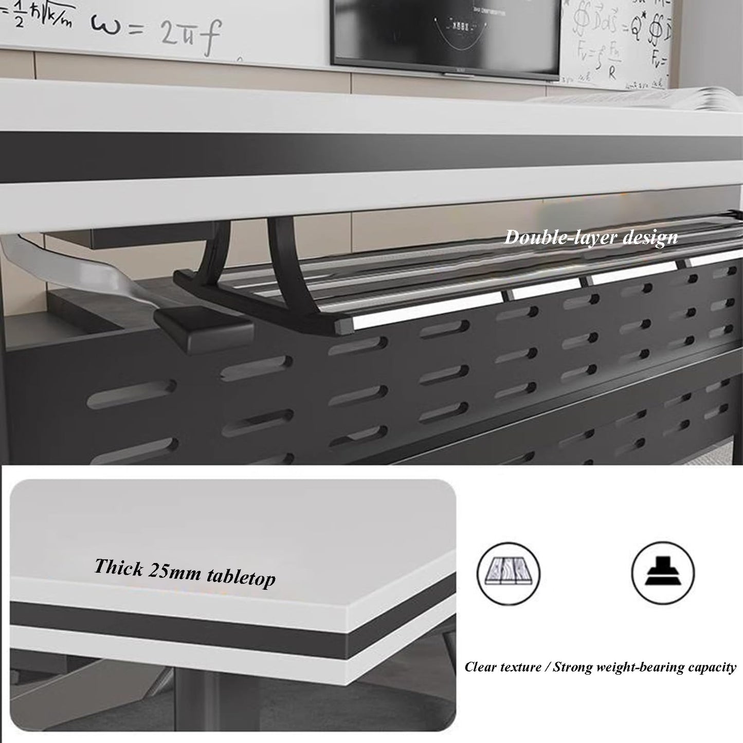 Conference Room Table, Foldable Curved Meeting Table with Storage Rack and Baffle, Business Training Table for Office Dining Room Reception Room