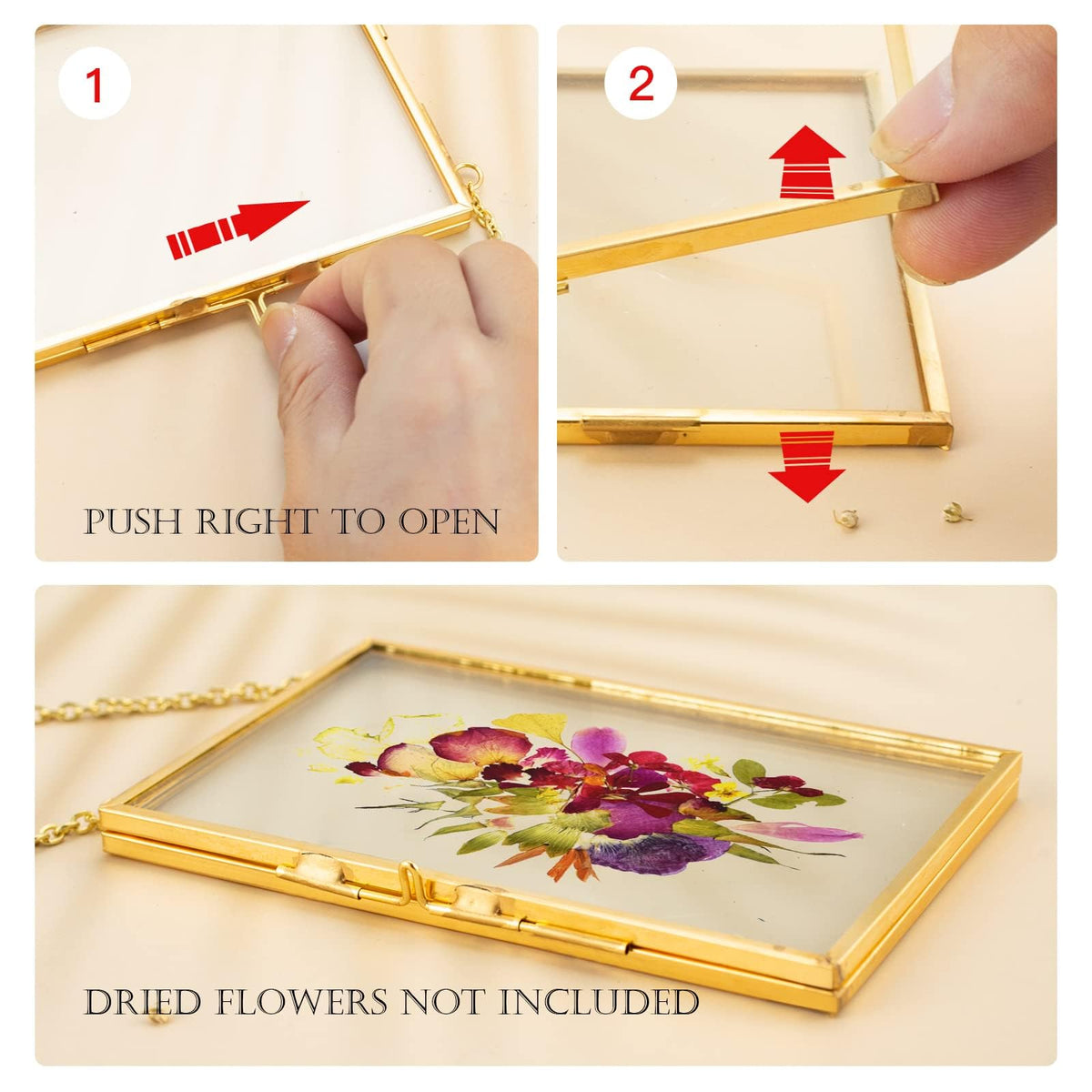 FOCHIER F 3pcs Pressed Flower Frames FC-US-Frames-T3-0108GoldHua