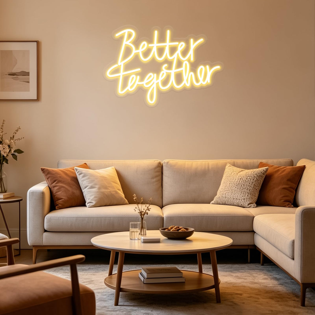 Miootly Better Together Neon Sign, LED Neon Sign Wall Decor for Wedding Bedroom Christmas Valentine's Day Women Birthday Gift Living Room Home Decor, 16"x 12" USB Powered 10 Brightness Settings Light