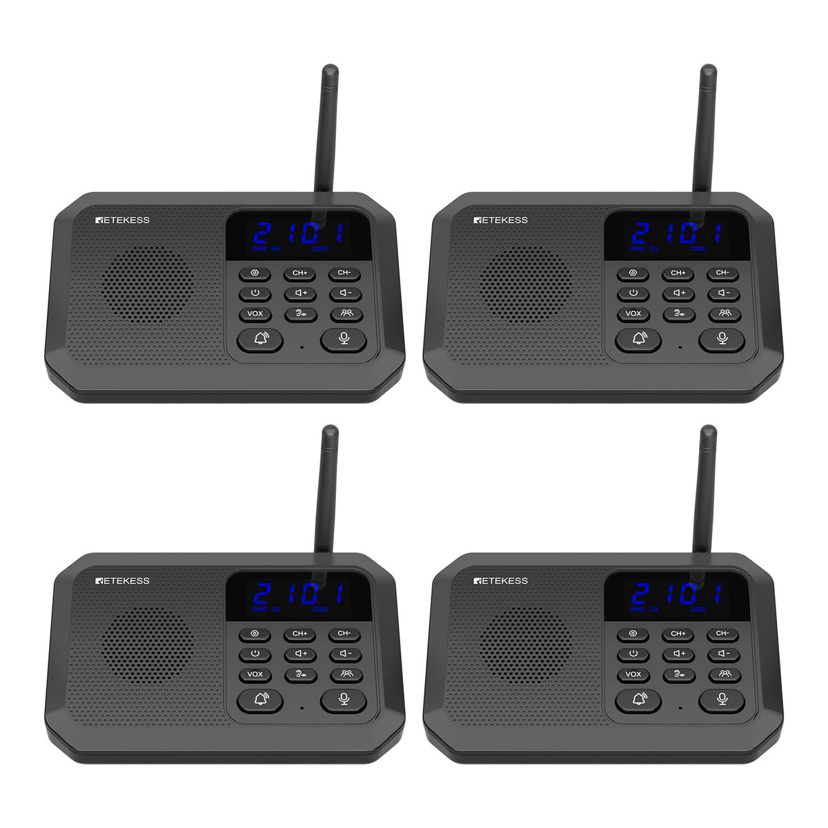 Retekess TH201 Wireless Intercom System, Room to Room Intercom, 1 Mile Working Distance, Plug and Play, Intercom Communication System for Business
