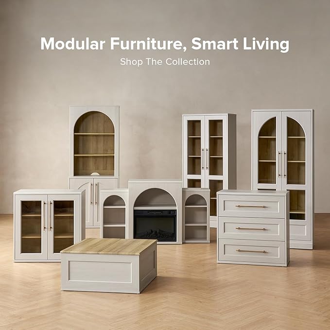 mopio Blake Tall Display Cabinet, Kitchen Buffet Pantry Cupboard, Trophy