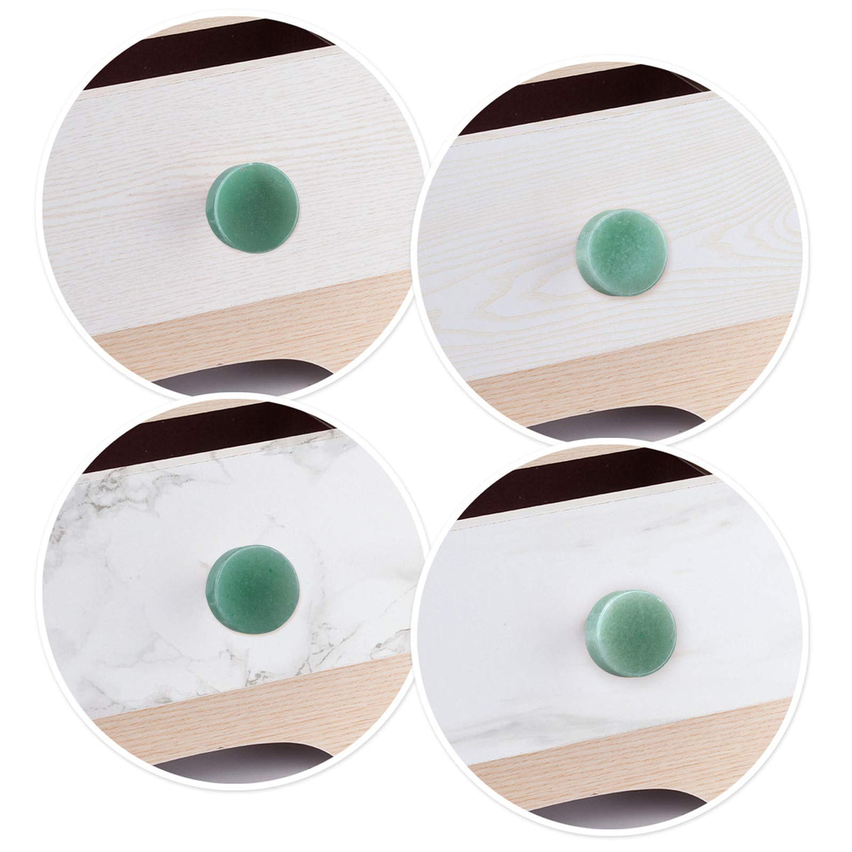 Rockcloud Pack of 2 Natural Crystal Stone Green Aventurine Stone Drawer Knobs Pull Handle Cupboard Dresser Door Pull with Screws Home Decorative Furniture Hardware