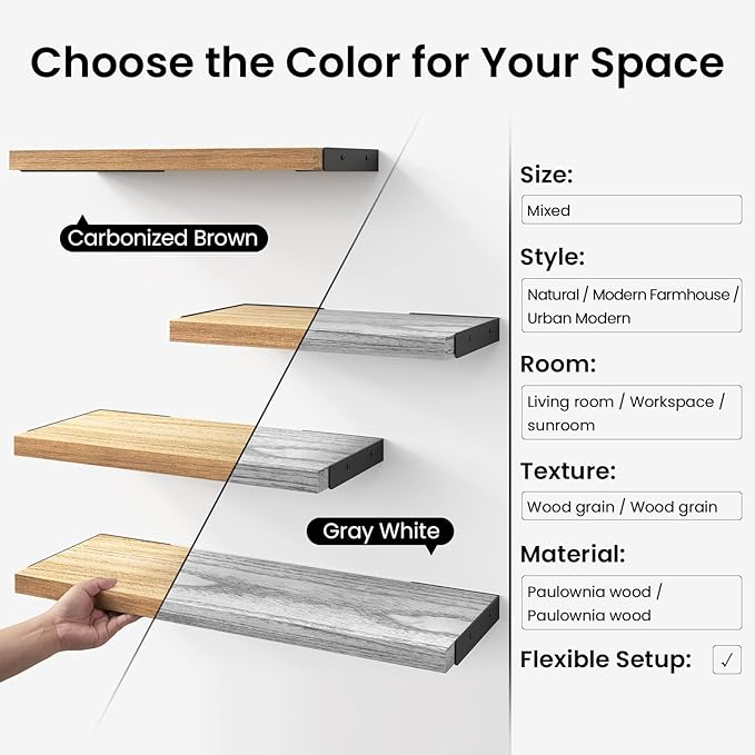 BAYKA Wall Shelves for Bedroom Decor, Floating Shelves for Living Room Kitchen
