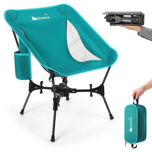 Gonex Portable Camping Chair, The 5th Gen Ultralight Compact Backpacking Foldable Lightweight Folding Chair for Outdoor Camp Hiking Beach Picnic Concert, Supports 330lbs (Lake Green, 1 PCS)