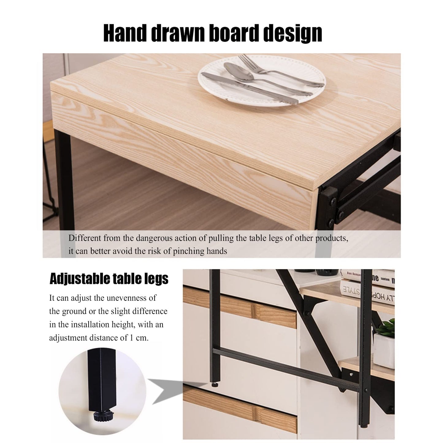 Wall Mounted Folding Desk - Space Saving Murphy Table, Multi-Functional Work Station, Floating Shelf, Convertible Dining Table, Wooden Laundry Folding Table (Color:)
