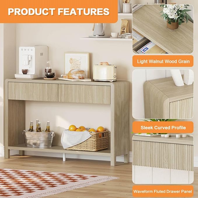 FATORRI Console Table for Entryway Storage, Wood Sofa Tables for Living Room