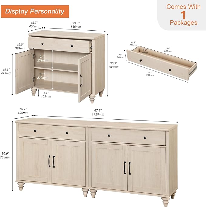 WAMPAT Farmhouse TV Stand for 75 inch TV