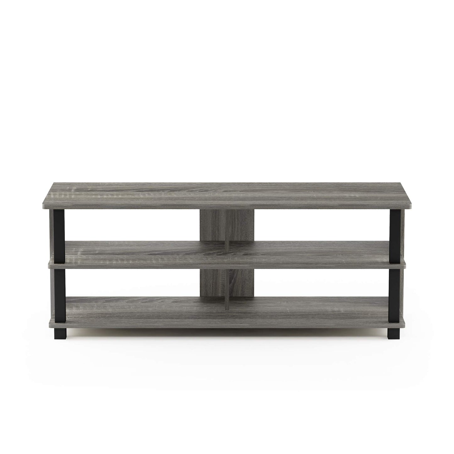 Furinno Sully 3-Tier Stand for TV Up to 48 Inch, French Oak Grey/Black