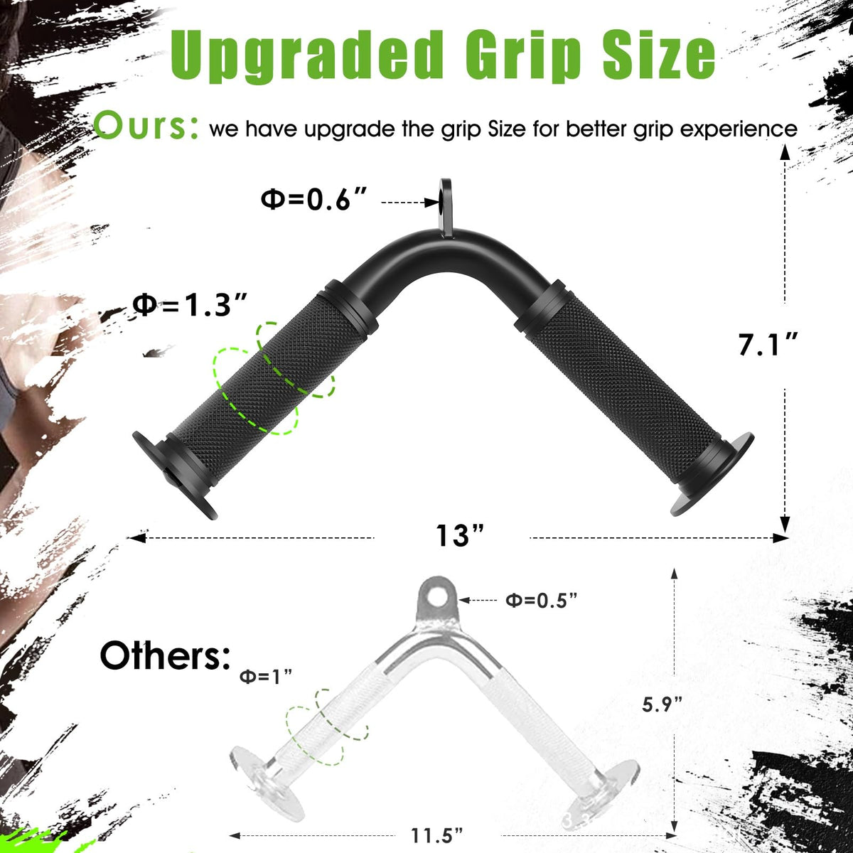 Lovind Tricep Pull Down Attachment,Bigger V Bar Attachment LAT Pulldown Attachments Cable Machine Accessories with Upgrated Grip for Home Gym Equipment (Tricep V Bar)