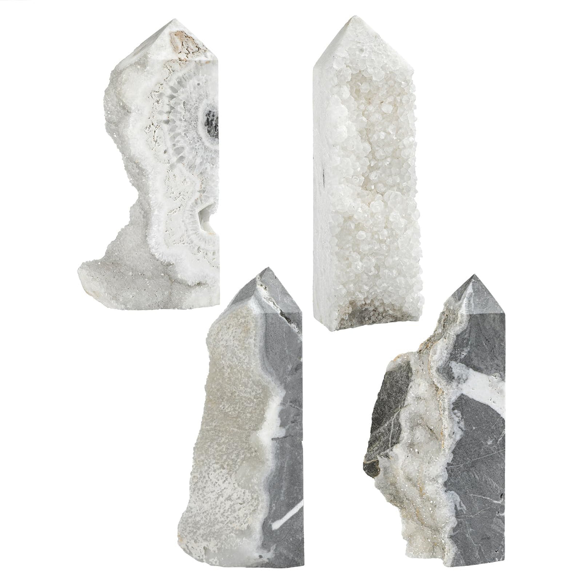 moonsix Natural Rock Crystal Quartz Obelisk Tower, Irregular Raw Crystal Wands Geode Stone for Meditation Home Decor, 401-500g