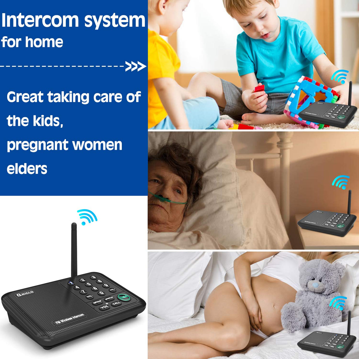 Intercoms Wireless for Home, 5280 Feet Long Range House Intercom System, 10 Channels Intercoms System for Business, Room to Room Intercom System for Elderly, 2 Way Audio Intercom for Office/Classroom
