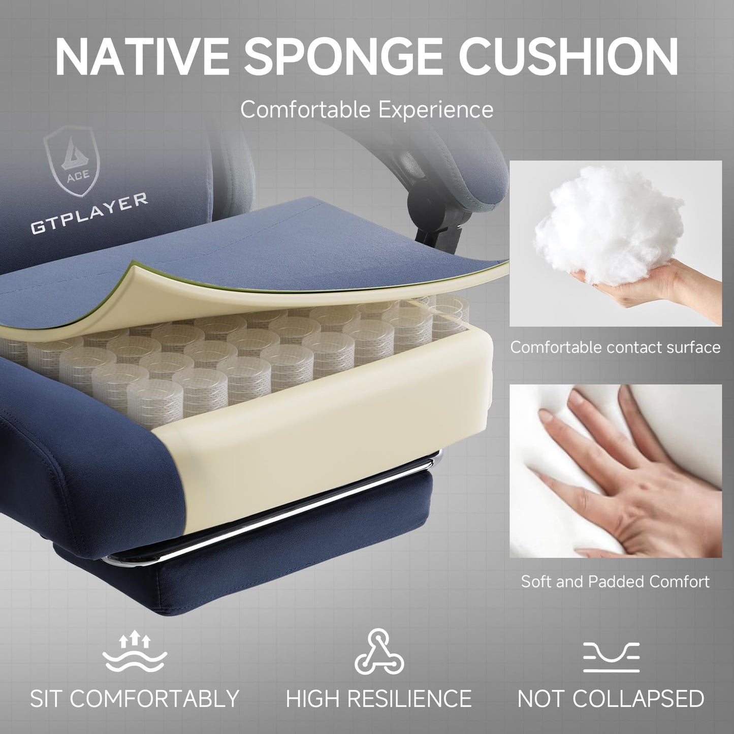GTPLAYER Gaming Chair, Computer Office Chair with Pocket Spring Cushion, Linkage Armrests and Footrest, High Back Ergonomic Computer Chair with Lumbar Support Task Chair with Footrest