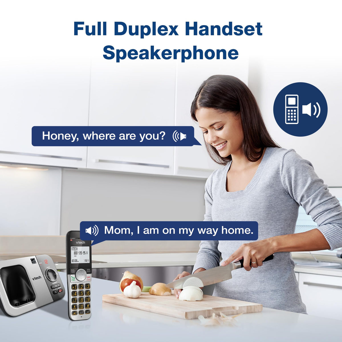 VTech VG232-5 DECT 6.0 Cordless Phone with Digital Answering Machine, 5 Handsets – Large Backlit Display, Big Buttons, Full-Duplex Speakerphone, Caller ID, Easy to Use