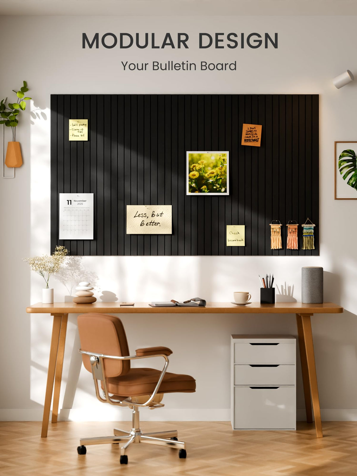 Bumusty Large Cork Board Alternative-48 x 36" Felt Bulletin Board Tiles, with 30 Pushpins, 70 Adhesive Tabs, Fine-Stripe 12-Pack, Cork Boards for Office Push Pin Board Felt Board-Black