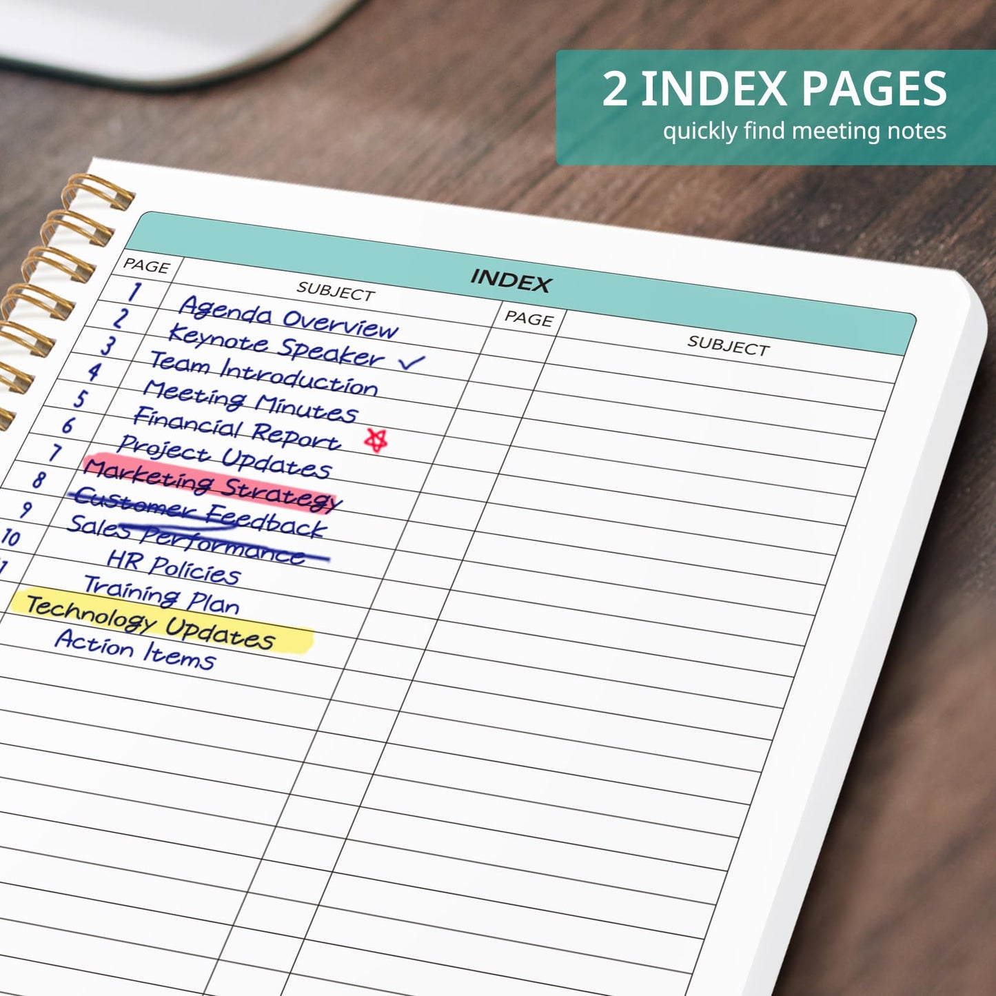 Meeting Notebook for Work Organization - Work notebook with action items, Meeting Minutes Planner Notebook, Perfect Office Supplies for Men & Women - Burgundy