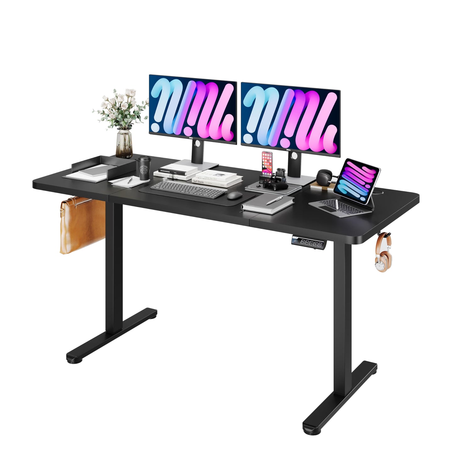 Monomi Electric Standing Desk, 63 x 28 inches Height Adjustable Ergonomic Home Office Sit Stand Up Desk with Memory Preset Controller (Black Top/Black Frame)