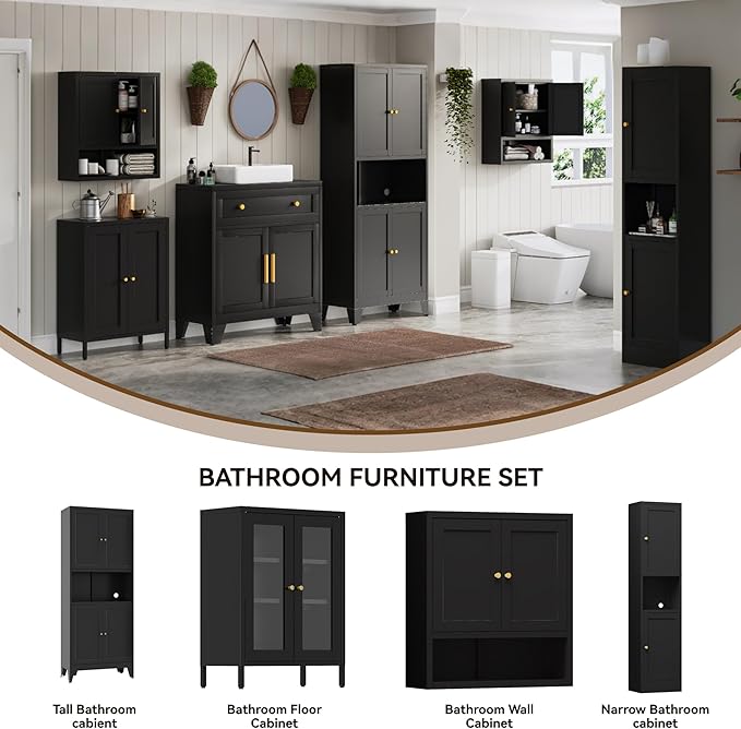 YAUWOH 2-Door Metal Storage Cabinet, Tall Slim Pantry Organizer