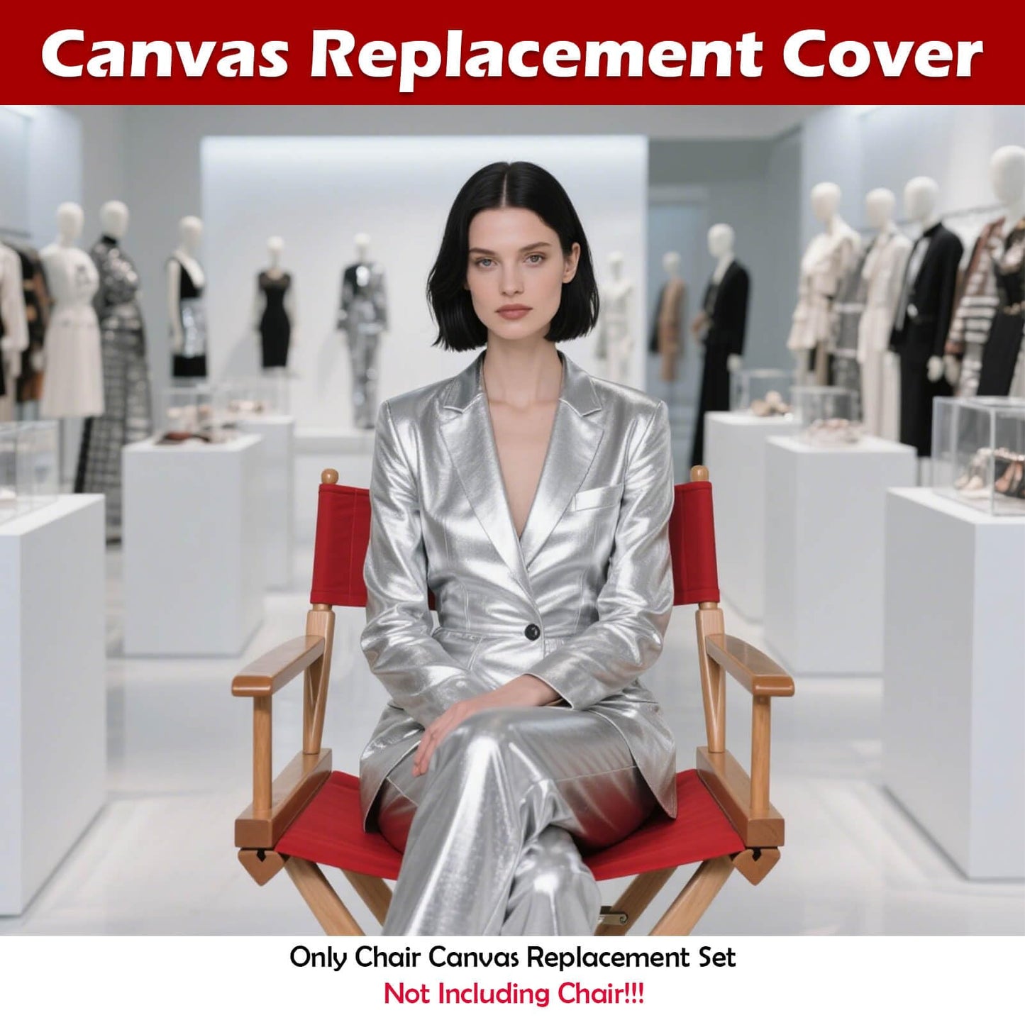 STAY GENT Director's Chair Canvas Replacement Kit 21" L x 8" W - 21" L x 16.5" W Replacement Canvas Durable Cotton Canvas Seat & Back Covers for Home,Model Artist,Makeup,Show Dressing Room, 1 Set Red