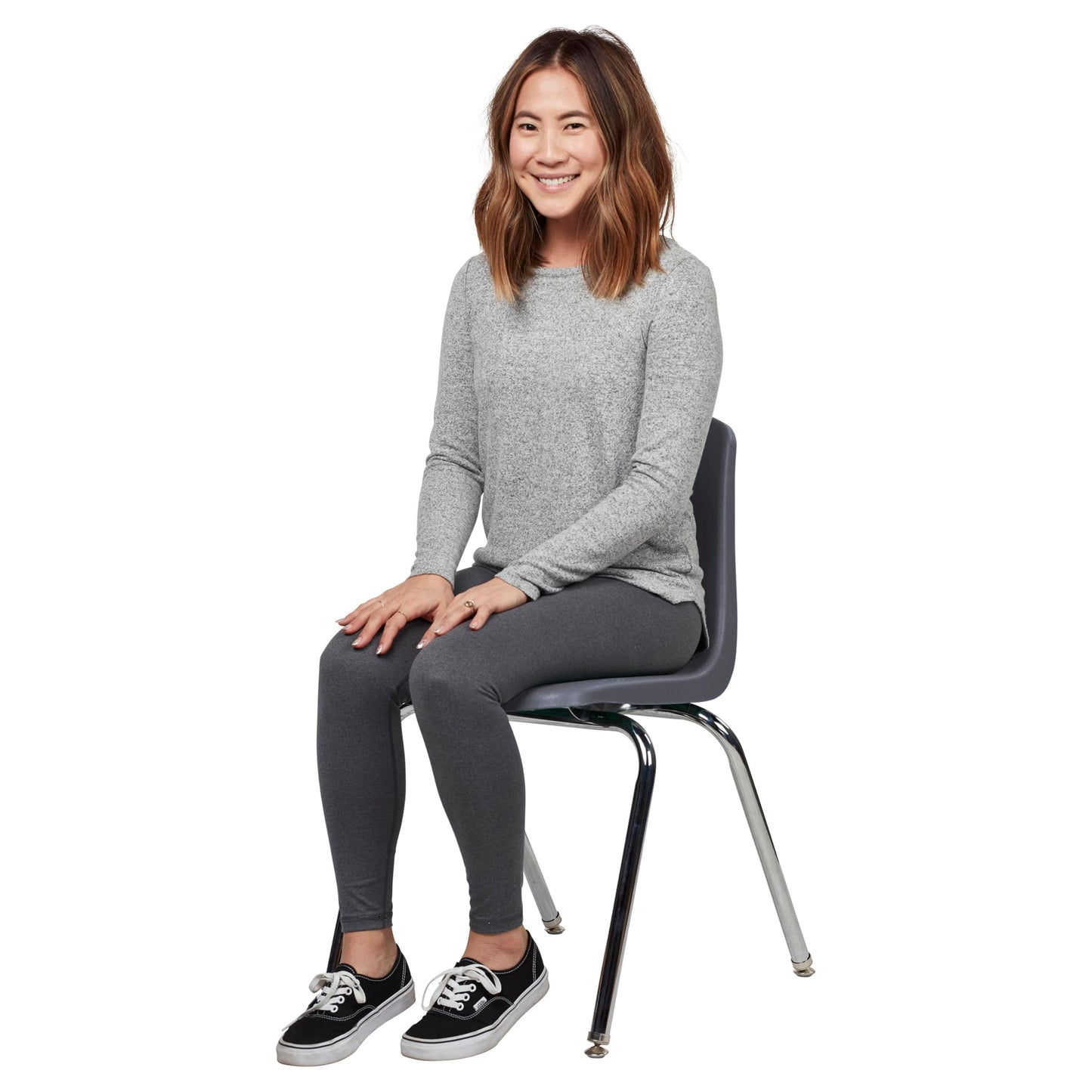 FDP 18" School Stack Chair, Stacking Student Seat with Chromed Steel Legs and Nylon Swivel Glides For In-Home Learning, Classroom or Office - Gray (5-Pack), 10371-GY