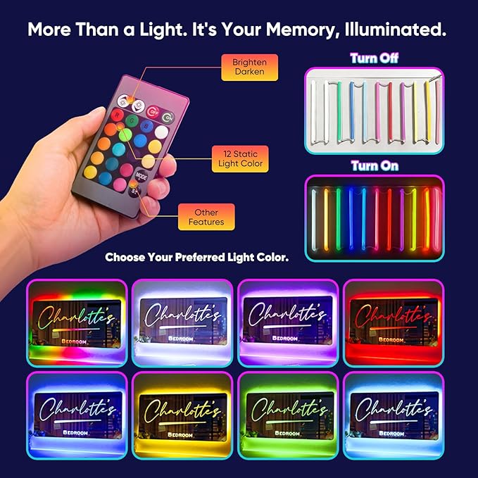 VEELU Personalized Photo Mirror Light Custom Couple Name Neon Signs LED Forever