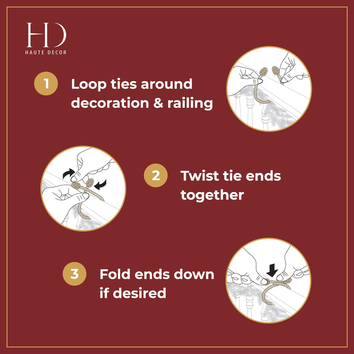 Haute Decor Decorative Twist Ties, 6 Pack, 16 inches (Brown) - Hang Garland, Lights and More