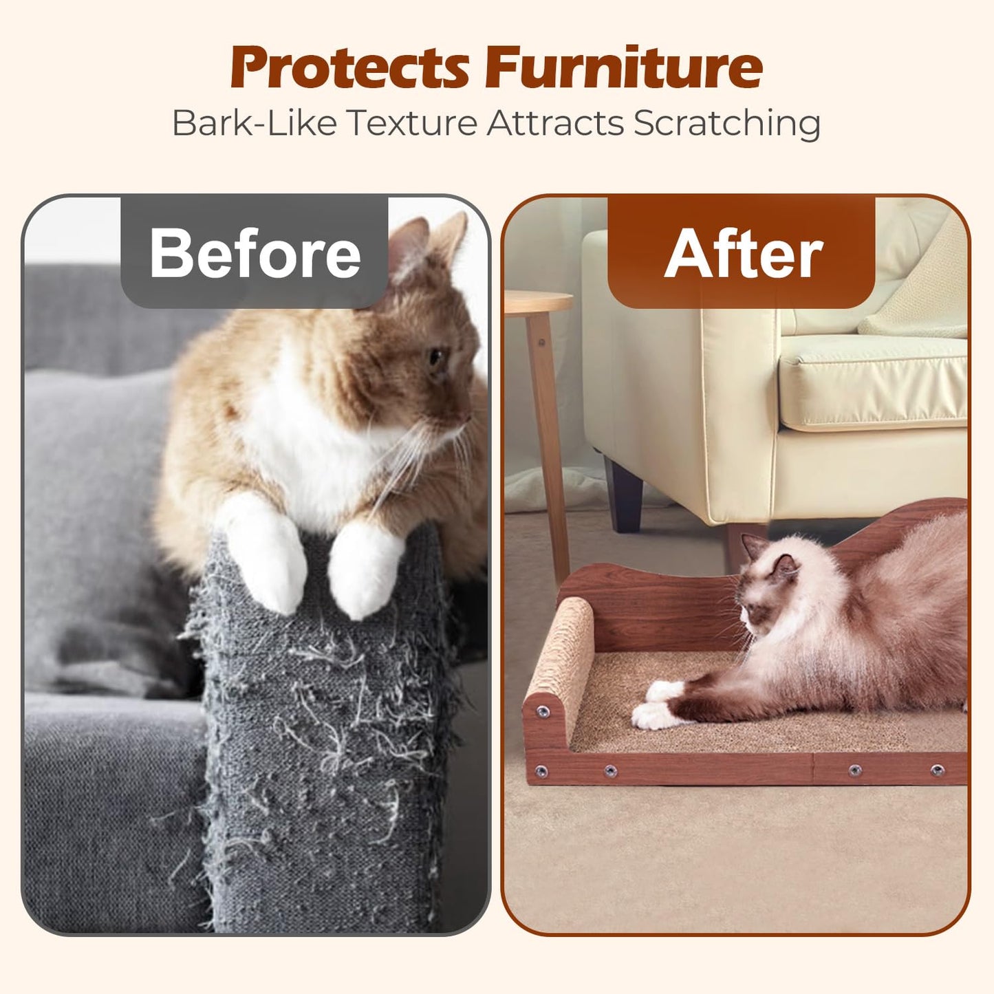 ComSaf 26.4" Large Cat Scratcher Bed, Cat Scratching Board, Durable Cardboard for Indoor Use, Extra Large Couch with Scratch Pad - Sofa Lounge