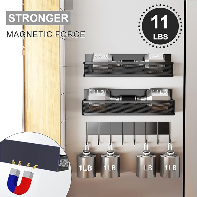 Aufworld Magnetic Spice Rack for Refrigerator, 3 Pack Magnetic Shelf, Moveable