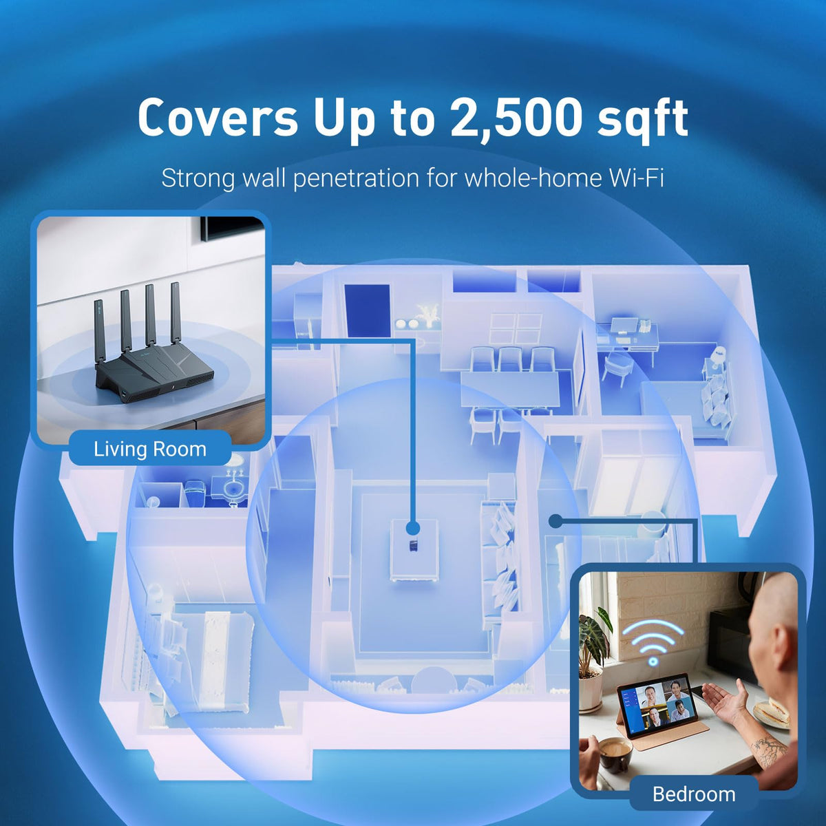 GL.iNet GL-BE6500 (Flint 3e) WiFi 7 Router, High-Speed WiFi Router for Wireless Internet w/VPN, 5 x 2.5G Ethernet Port for Fiber Optic Modem, Long Range Large Home, Business & Gaming Computer Routers