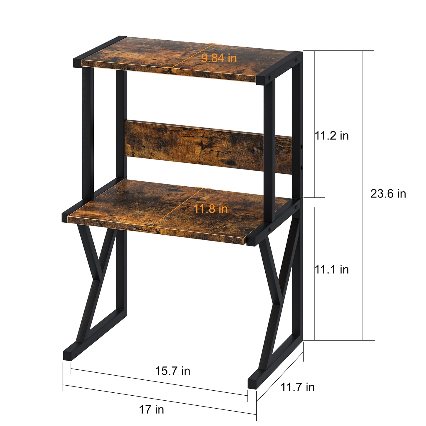aboxoo Desktop Printer Stand with 3 Tier Wood Storage Shelves,Under Desk Printer Table,Multi-Purpose Home Office Desk Organizer for Fax Machine, Scanner (Brown)