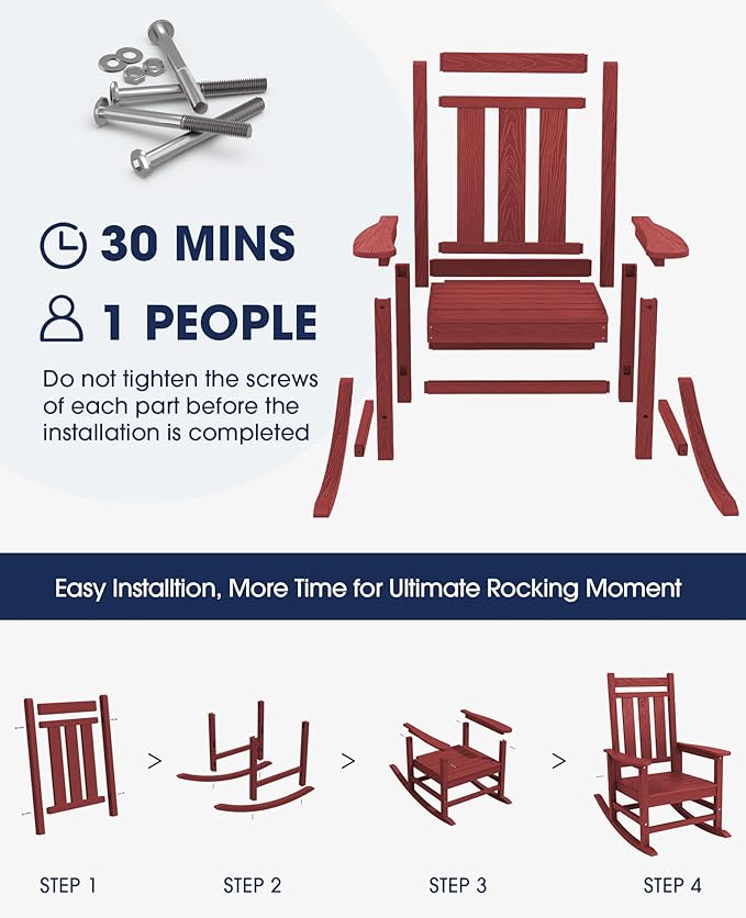 KINGYES Oversized Outdoor Rocking Chair Set of 2, All-Weather Patio Rocking