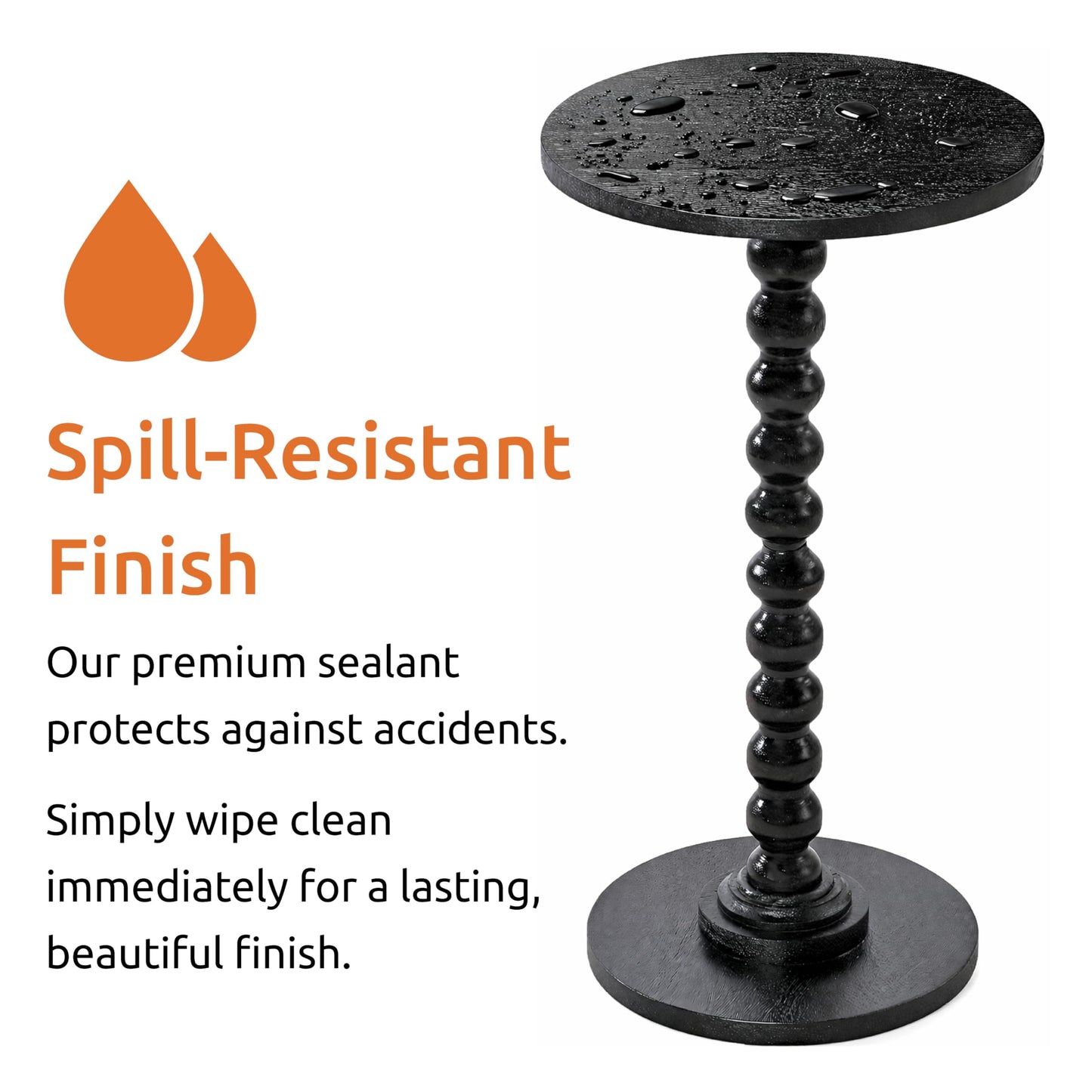 LIVINGNISH Solid Wood Round Side Table for Living Room, Handcrafted End Table for Small Spaces, Tool-Free Assembly with Non-Skid Base, Decorative Bedside Nightstand- Charcoal Gray