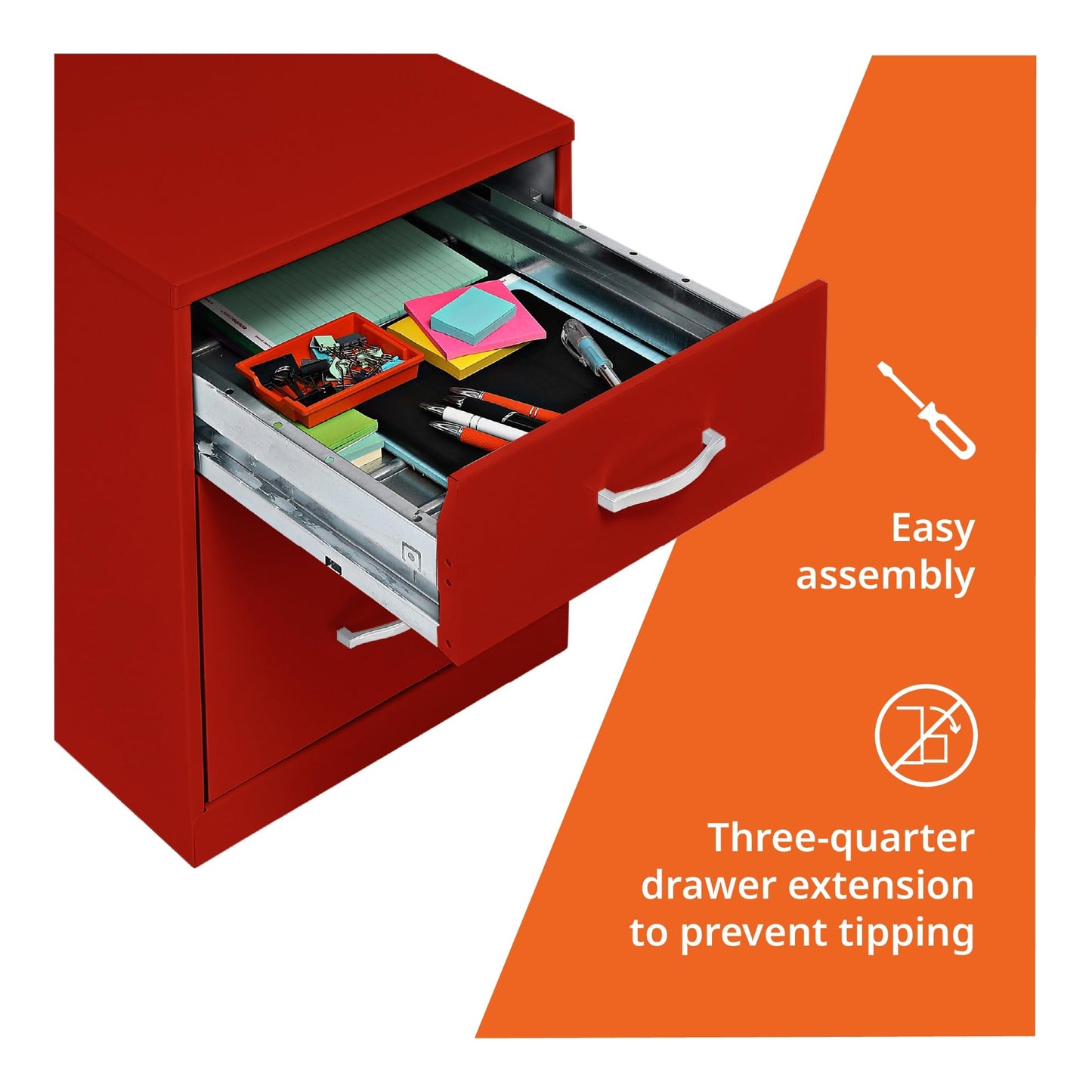 NuSparc 2 Drawer Locking Filing Cabinet | Pre-Assembled Steel Construction | Low-Profile Design is Perfect for Home and Small Office | Letter-Size | Assembled in USA