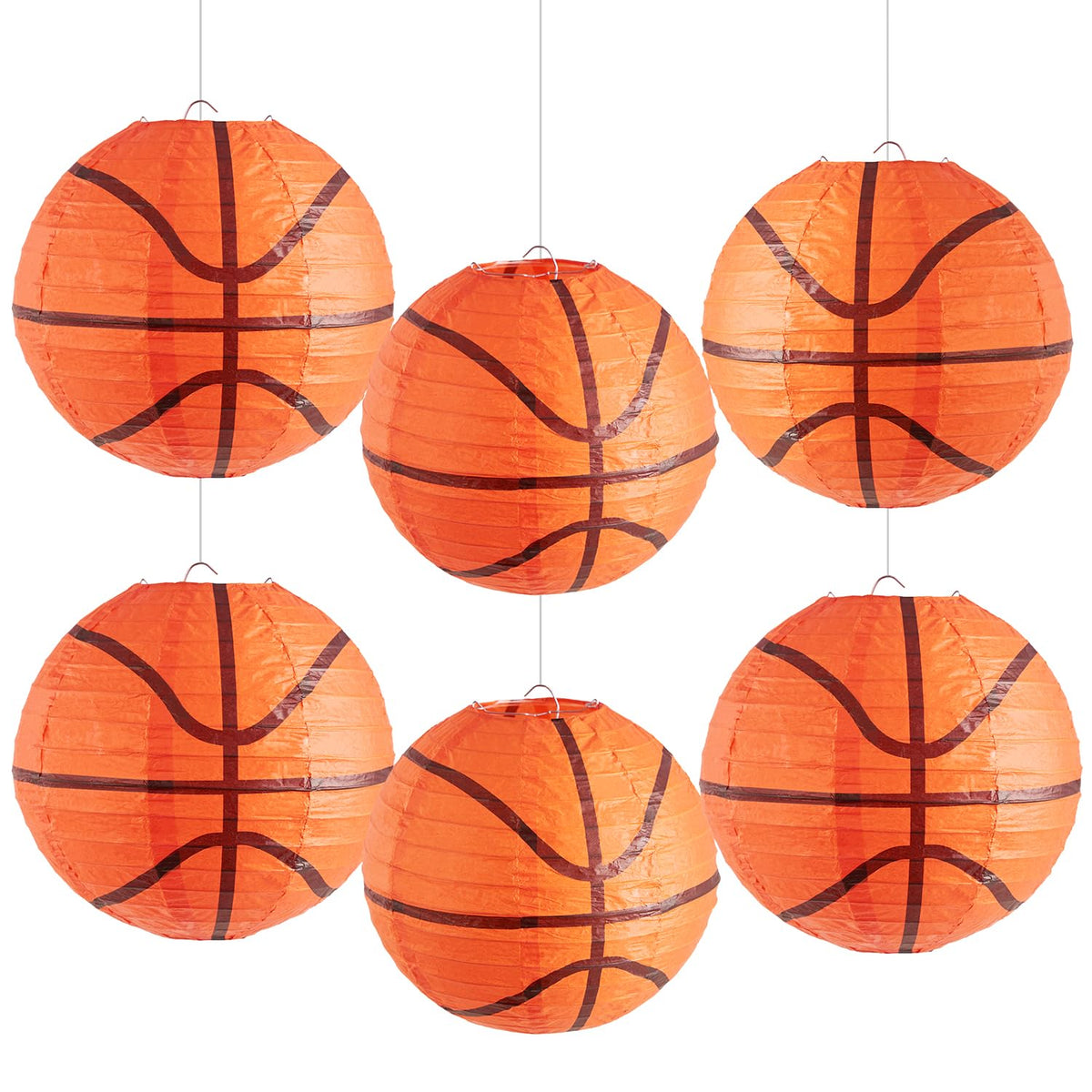 Easy Joy 8 Inch Basketball Party Decorations Basketball Lanterns Basketball Paper Lanterns Basketball Hanging Lanterns Creative Football Party Decorations