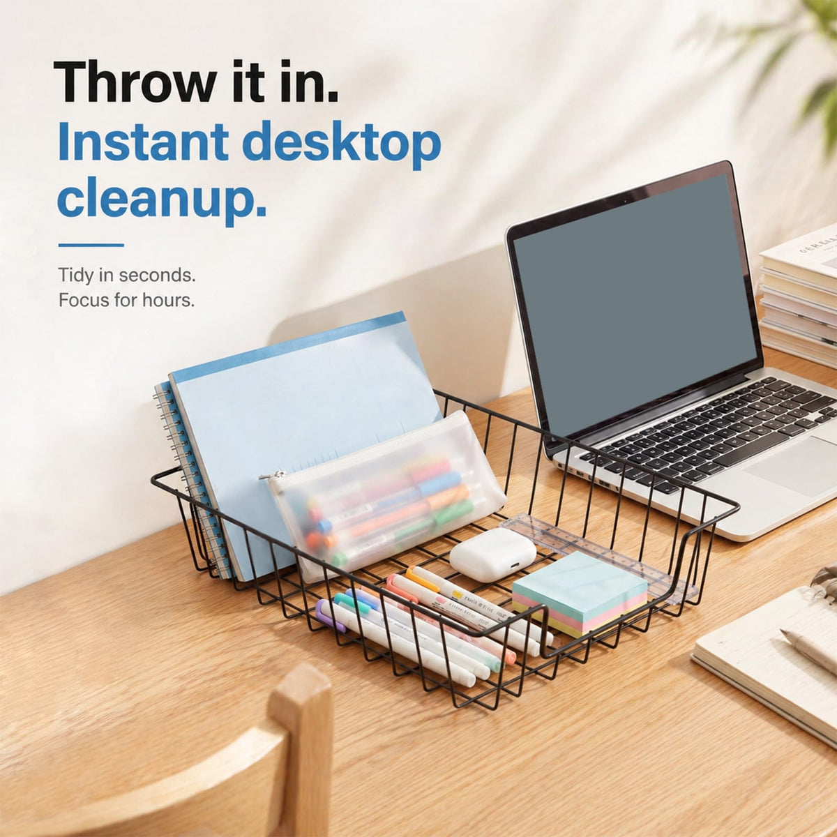 12 Pack Desk Drawer Organizer Letter Tray – Stackable Metal Mesh Wire Paper Trays | A4 Paper Document Desk Basket with Smooth Edges | Rust Proof Storage Tray for Home Office School Desk