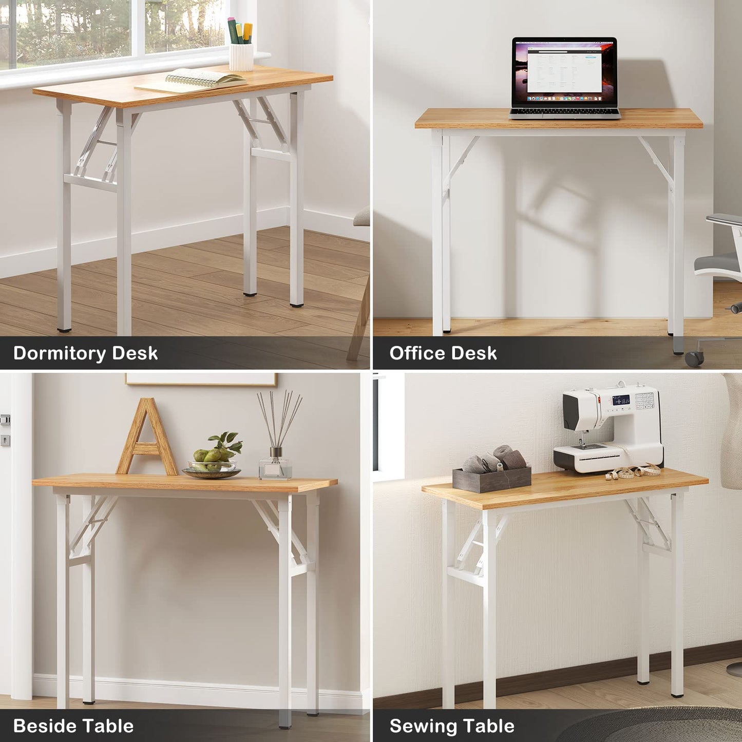 Need Small Desk, 31.5 x 15.7 Inches No Assembly Foldable Writing Table,Sturdy and Heavy Duty Folding Computer Desks for Small Space/Home Office/Dormitory AC5BW(80 * 40)