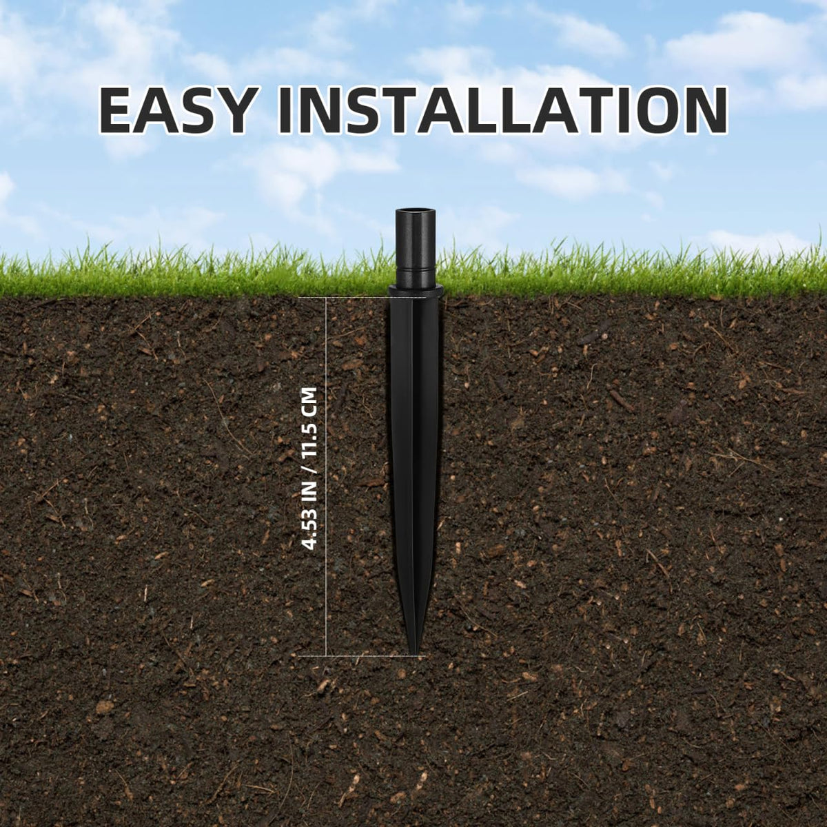 DOITOOL 20 Pack Solar Light Stakes Replacement 5.5 inch Pathway Light Stake ABS Plastic Reinforced Ground Spikes for Garden, Pathway, Christmas Lighting, Black