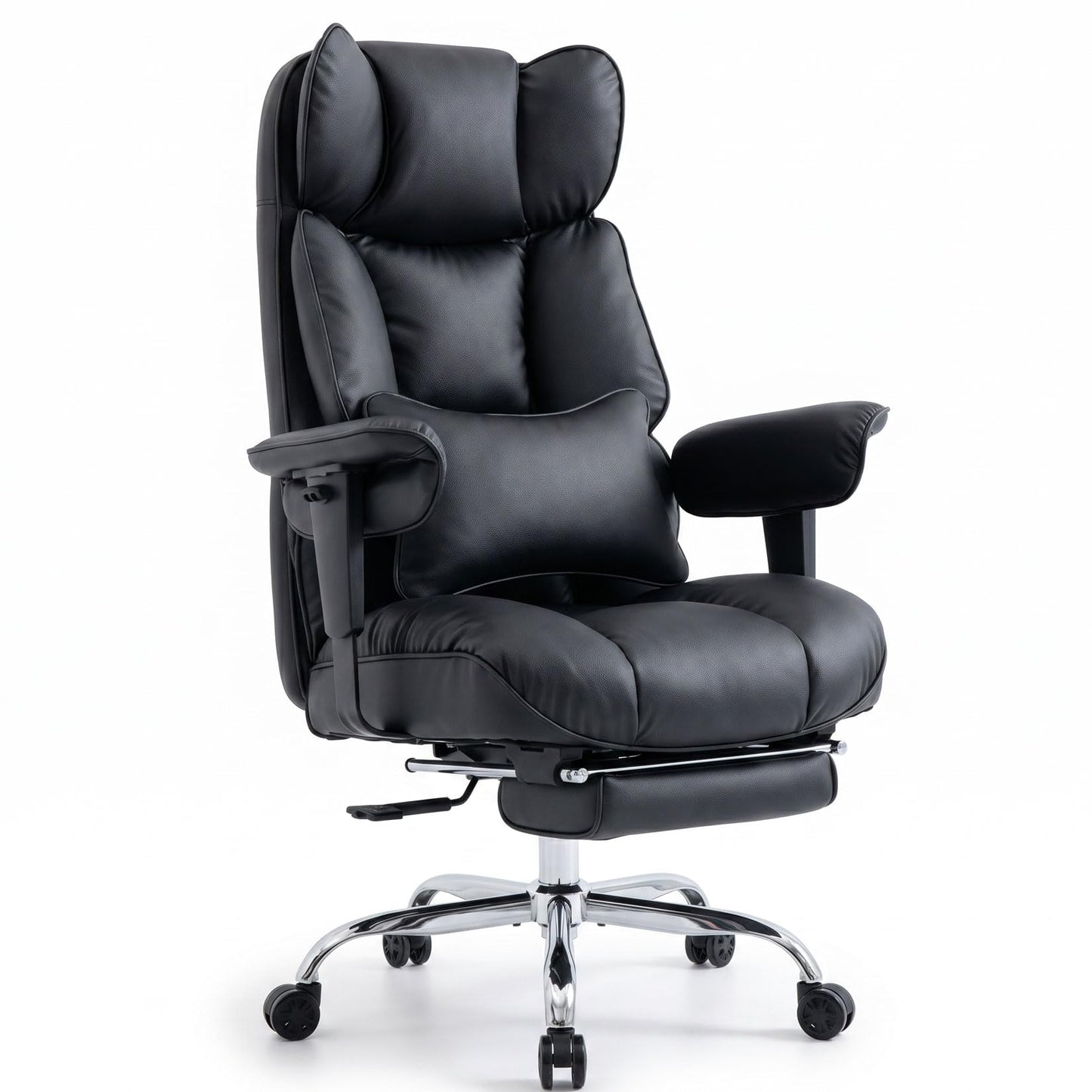 Efomao Big and Tall Office Chair 400LBS - Pink Heavy Duty Executive Office Chair with Footrest, Home Office Desk Chair, Wide Computer Chair for Heavy People