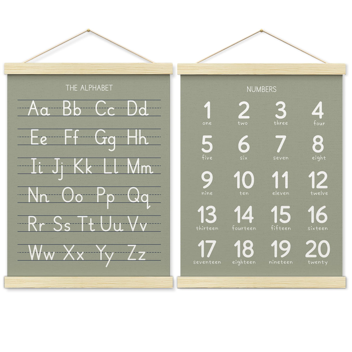 BONETAT Numbers alphabet poster for Nursery Toddlers, Play Room Wall Decor, ABC Wall Chart, Wall Hanging Decor for Toddler Playroom Decor Kids Wall Decor, Wooden Frame Alphabet Banner-A06