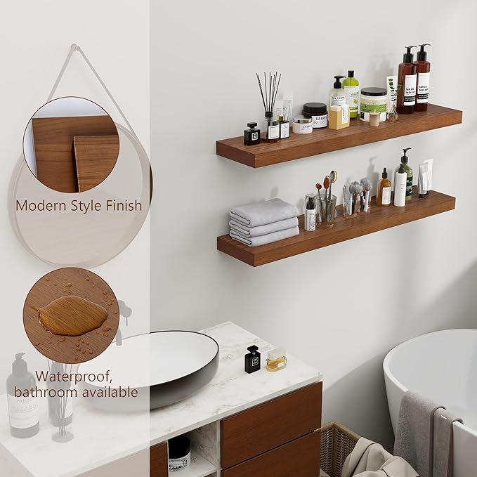 fuqing Rustic Floating Shelves for Wall, 36 Inch Floating Shelves Set of 2