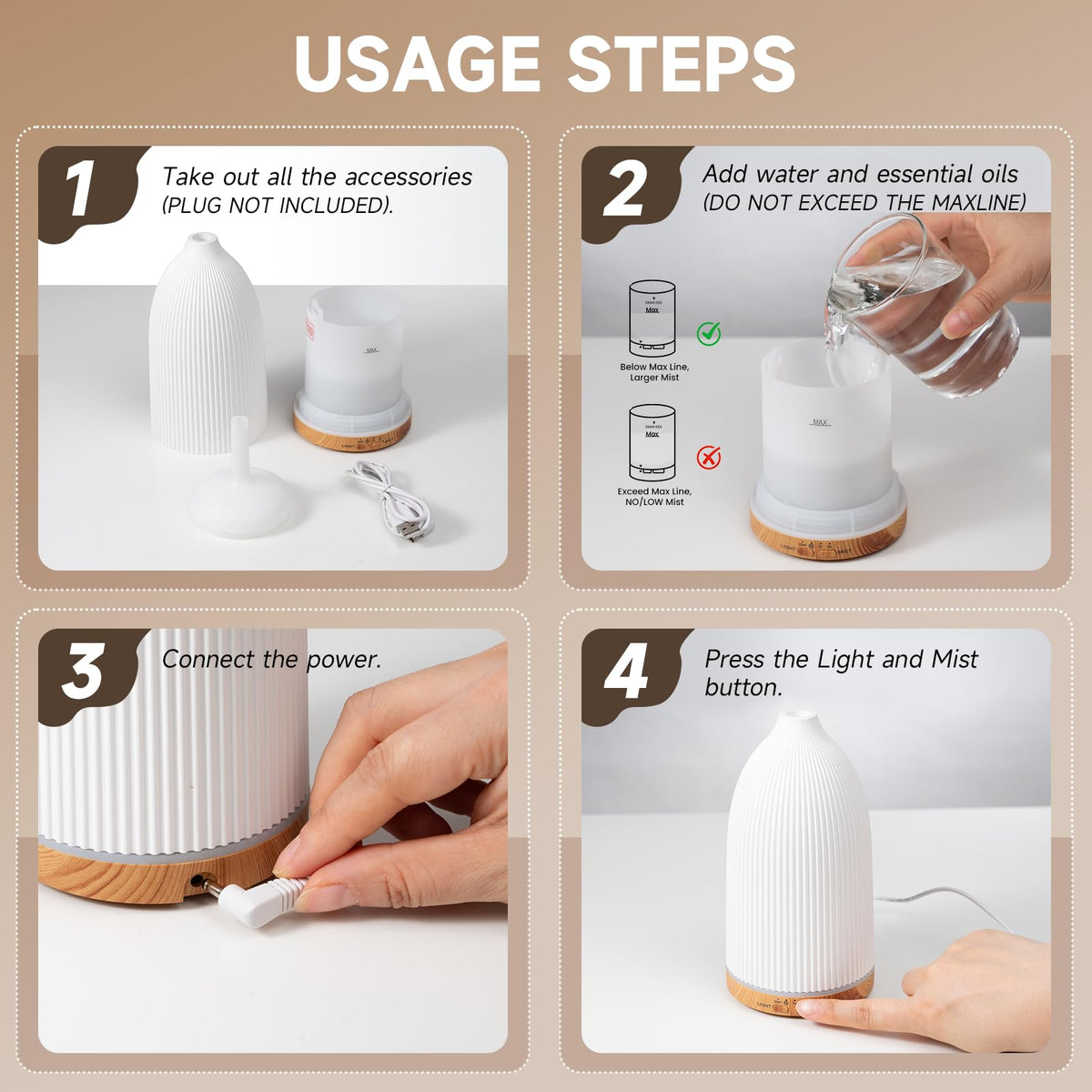 URPOWER 100ML Essential Oil Diffusers for Home, Ultrasonic Aromatherapy Diffuser with 7 Color Changing Lights, Timer & Auto Shut-Off, Scent Diffuser for Bedroom, Office, Yoga