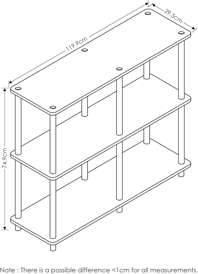 Furinno TURN-N-TUBE Storage Shelves, 3-Tier 47.4 Wide Book Shelf, Corner Shelf