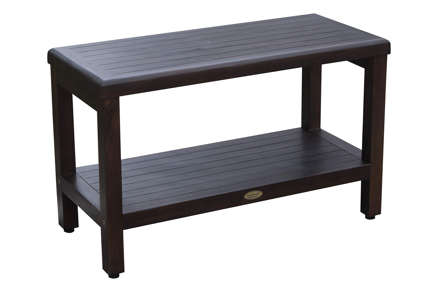 DecoTeak Eleganto 30 Inch Brown Waterproof Teak Wood Shower Bench Stool Seat Chair for Inside Shower Storage Shelf Provides Safety, Storage, and Organization for Bathroom Accessories