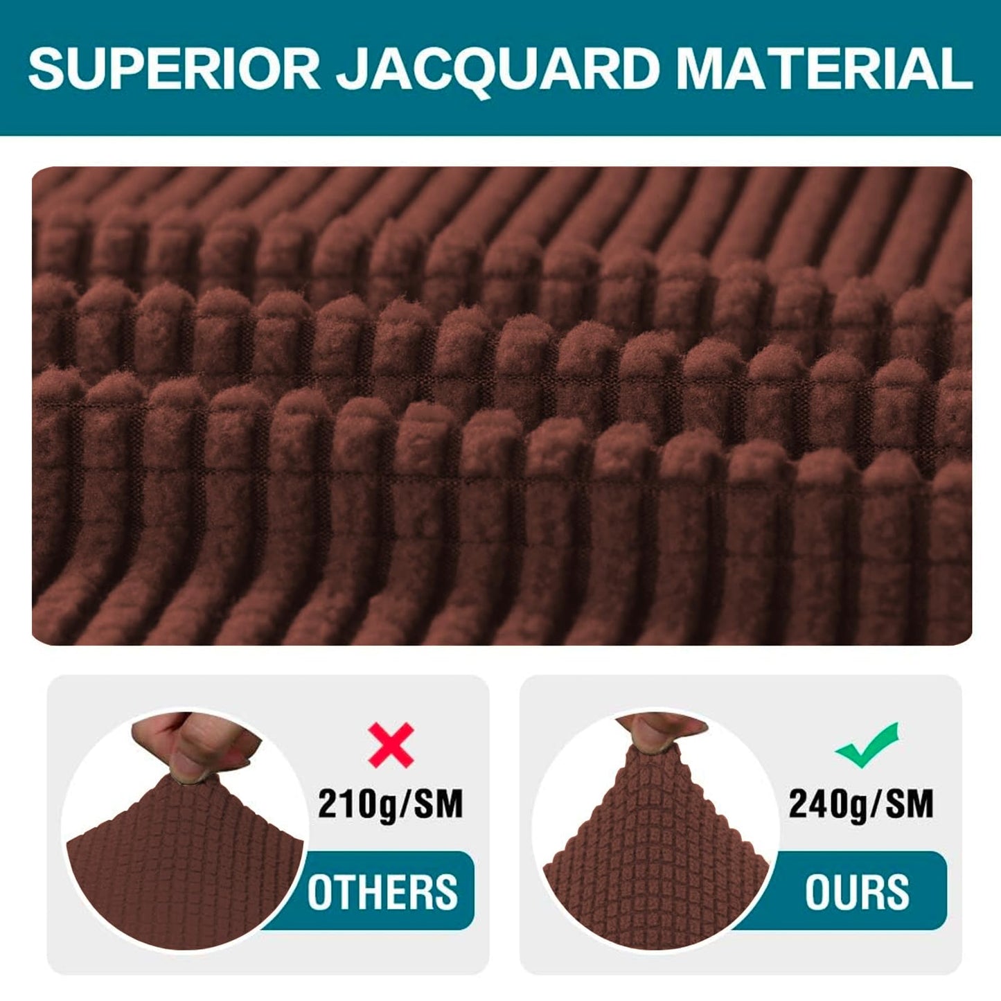 Turquoize Stretch Armrest Covers for Chairs and Sofas Couch Arm Covers for Sofa Spandex Jacquard Armrest Cover Anti-Slip Furniture Protector Armchair Slipcovers for Recliner Set of 2, Burnt Brick