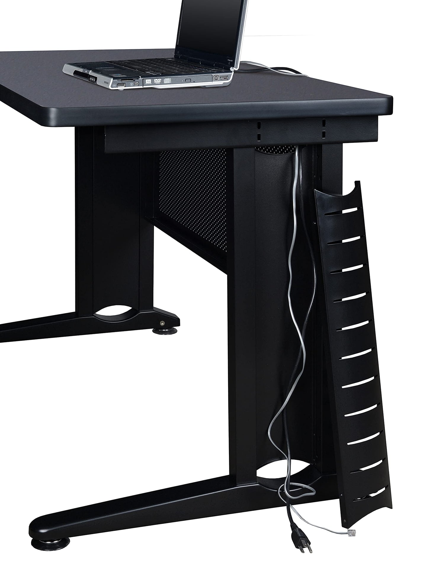 Regency Fusion 66 x 24 in. Teachers Desk with Double Pedestal Drawer Unit- Grey