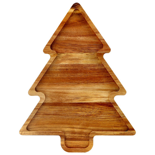 Acacia Wood Christmas Tree Tray Gift Ideas Decorative Xmas Platters Serving Dish Wooden Snack Charcuterie Board for Christmas Veggie Trays Food Cheese Boards Festive Plate Holiday Fruit Cookie Tray