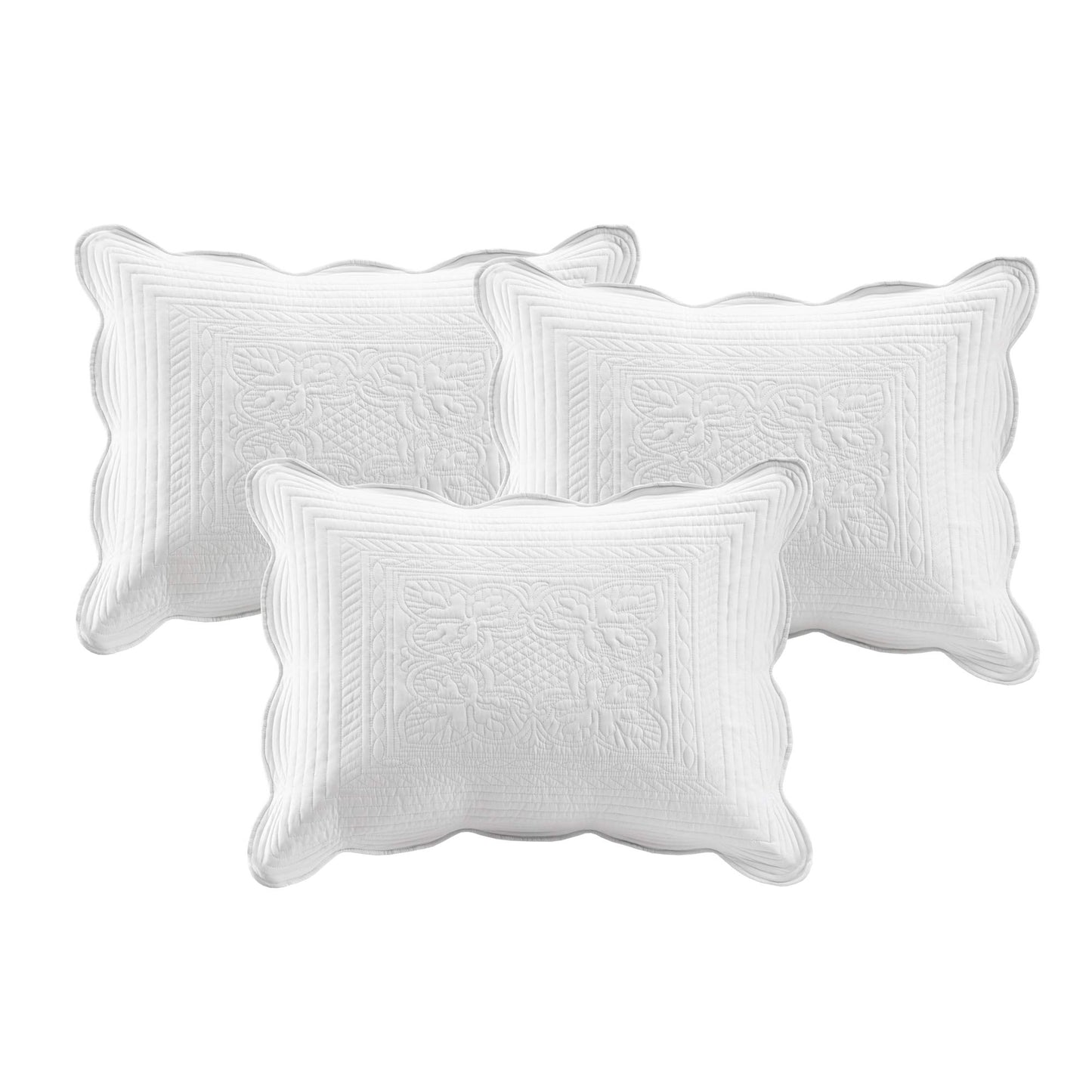 Madison Park Daybed Cover Set Damask Quilted Cover for Daybeds, All Season, Pre-washed Cotton-Filled Coastal Bedding with Scallop Edge, Shams, Bedskirt, Décor Pillows, Tuscany, White, 39"x75", 6 Piece