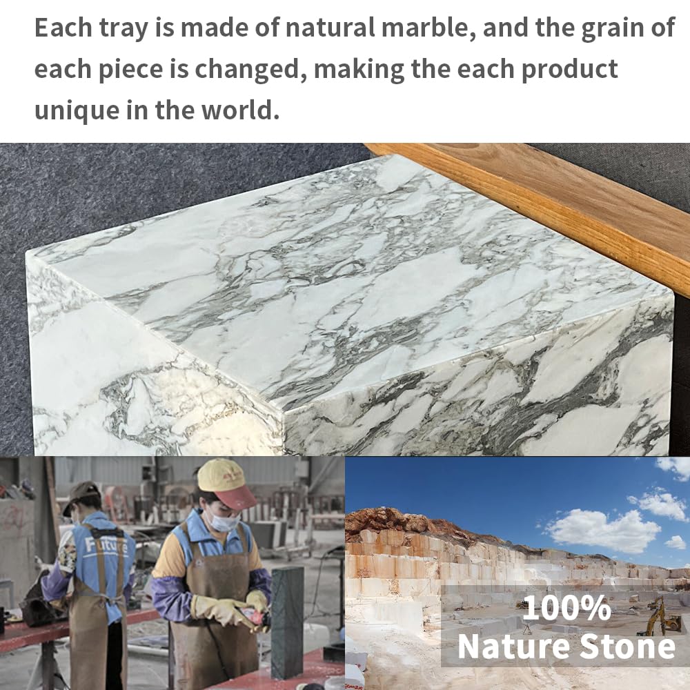 Luxury Marble Side Table,Square End Table for Modern Sofa and Bed, Living Room, Sofa, Bedroom（Arabescato）