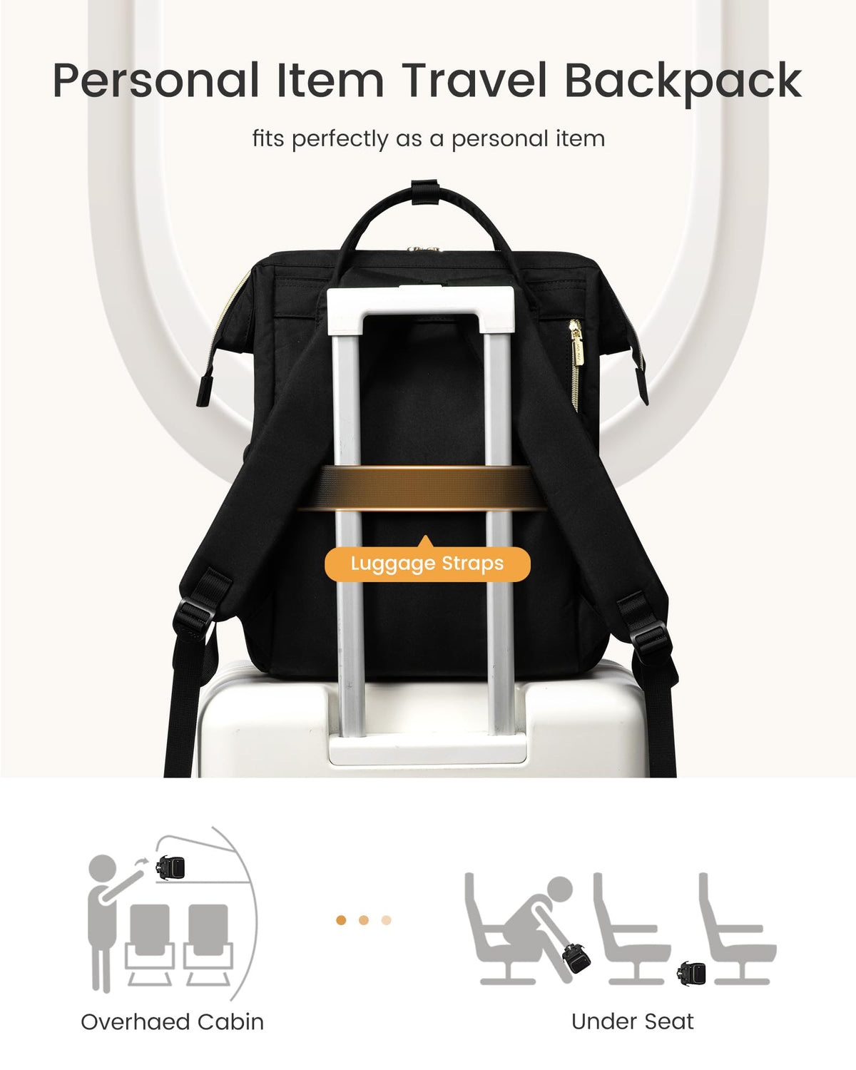 LOVEVOOK Laptop Backpack for Women with Giant Tumbler Holder Pocket,15.6 inch Waterproof Travel Backpack Purse Computer Laptop Bag,Professional Work College Nurse Teacher Backpack Casual Daypack,Black