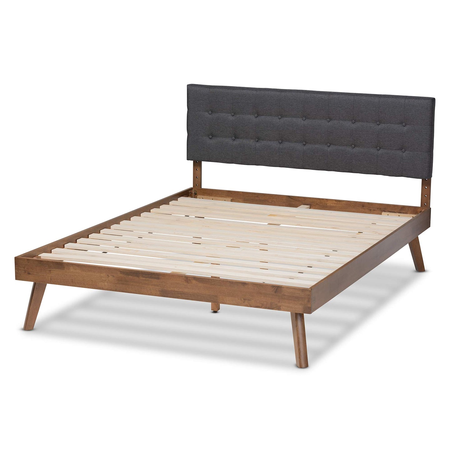 Baxton Studio Beds (Platform), Queen, Dark Grey/Walnut